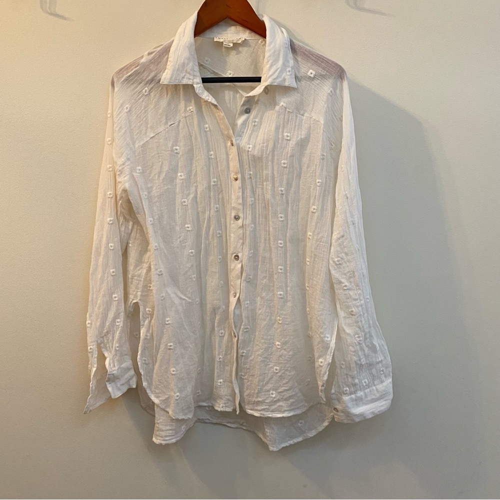 Lovestitch Floral Embroidered White Button Down
